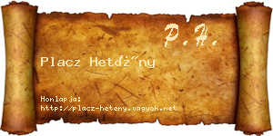 Placz Hetény névjegykártya